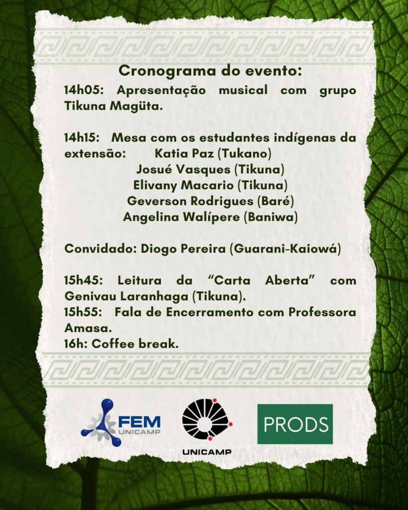 Cronograma - Vivências, Impactos Climáticos e Extensão